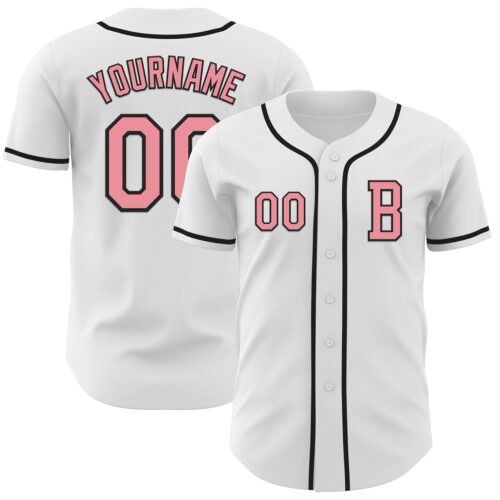 White2128_babb934a-3136-40c0-9e39-276dc9691062 Custom White Medium Pink-Black Authentic Baseball Jersey