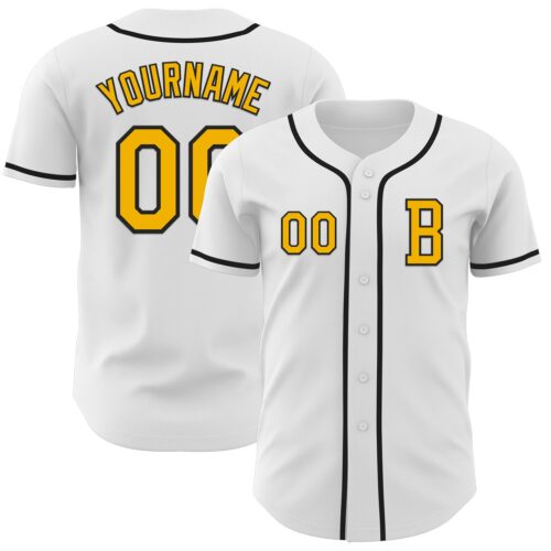 White2133_5b44a242-4381-4b4e-a8f4-70c06819b664 Custom White Gold-Black Authentic Baseball Jersey