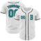 Custom White Teal-Black Authentic Baseball Jersey