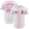 Custom White Light Blue Black-Pink Authentic Baseball Jersey