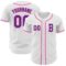 Custom White Purple-Pink Authentic Baseball Jersey