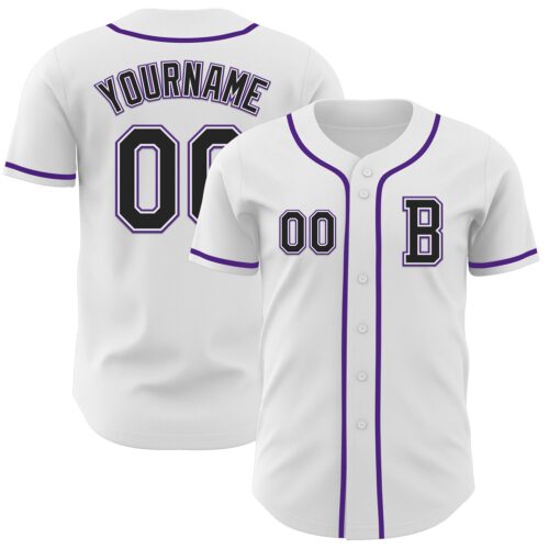 White2143_0466c66a-6585-4669-8791-c3956a613194 Custom White Black-Purple Authentic Baseball Jersey