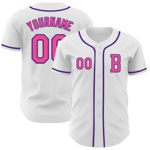 White2149_ded22d59-2d77-4957-9b39-b1f585f9988a Custom White Pink-Purple Authentic Baseball Jersey