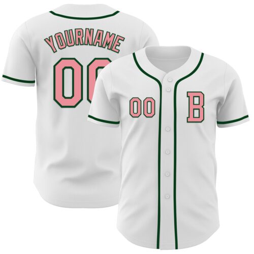 White2152_f42d7797-f121-4eb8-a5d2-399ffb205594 Custom White Medium Pink-Green Authentic Baseball Jersey