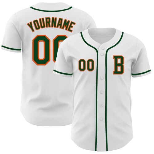 White2154_9eb9c42c-e2e5-460f-a072-1a3b4282c285 Custom White Green-Orange Authentic Baseball Jersey