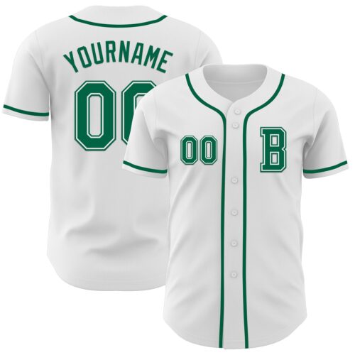 White2156_36150eb5-2636-49c0-9a5c-1d633dd19076 Custom White Kelly Green Authentic Baseball Jersey