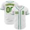Custom White Kelly Green-Gold Authentic Baseball Jersey