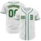 Custom White Kelly Green-Old Gold Authentic Baseball Jersey