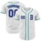 Custom White Purple-Teal Authentic Baseball Jersey