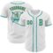 Custom White Teal-Old Gold Authentic Baseball Jersey