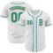 Custom White Teal-Old Gold Authentic Baseball Jersey