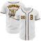 Custom White Brown-Gold Authentic Baseball Jersey