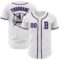 Custom White Purple-Black Authentic Baseball Jersey
