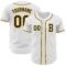 Custom White Black-Gold Authentic Baseball Jersey