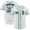Custom White Black-Teal Authentic Baseball Jersey