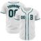 Custom White Black-Teal Authentic Baseball Jersey