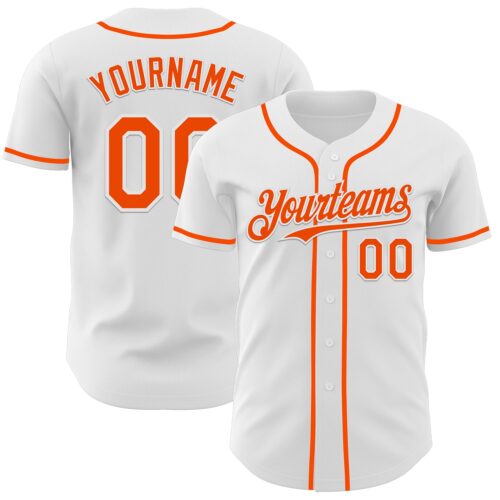 White2224 Custom White Orange Authentic Baseball Jersey