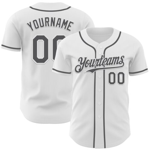 White2229 Custom White Steel Gray Authentic Baseball Jersey