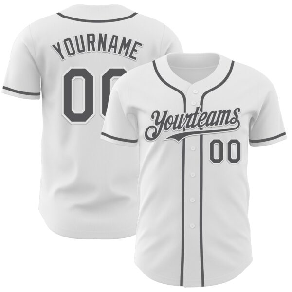 Custom White Steel Gray Authentic Baseball Jersey