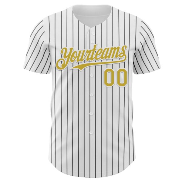 Custom White Black Pinstripe Old Gold Authentic Baseball Jersey