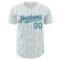 Custom White Teal Pinstripe Light Pink Authentic Baseball Jersey