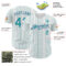 Custom White Teal Pinstripe Light Pink Authentic Baseball Jersey