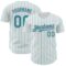 Custom White Teal Pinstripe Light Pink Authentic Baseball Jersey