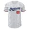Custom White Navy Pinstripe Red Authentic Baseball Jersey