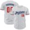 Custom White Navy Pinstripe Red Authentic Baseball Jersey