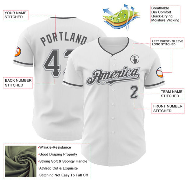 Custom White Steel Gray-Gray Authentic Baseball Jersey