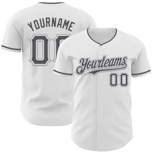 White2256 Custom White Steel Gray-Gray Authentic Baseball Jersey