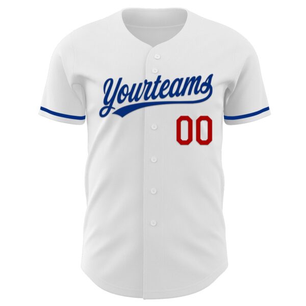 Custom White Red-Royal Authentic Baseball Jersey