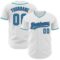 Custom White Teal-Purple Authentic Baseball Jersey