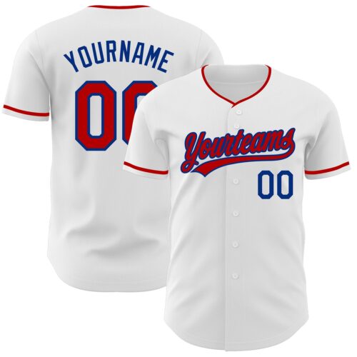 White2369 Custom White Red-Royal Authentic Baseball Jersey