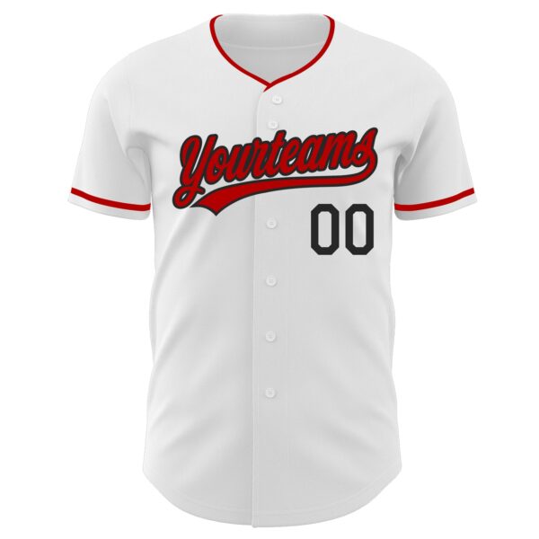 Custom White Red-Black Authentic Baseball Jersey