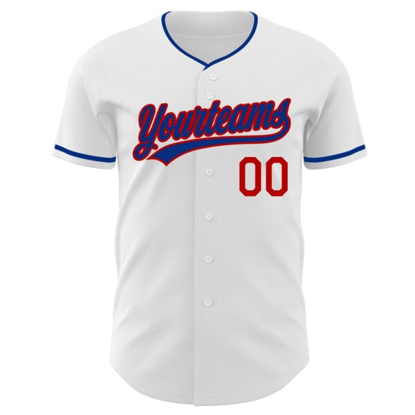 Custom White Royal-Red Authentic Baseball Jersey