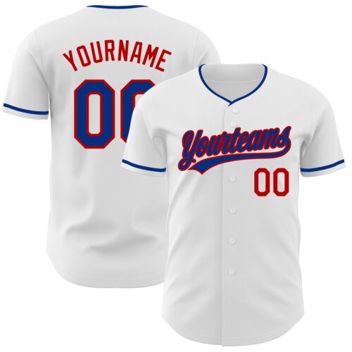 White2373 Custom White Royal-Red Authentic Baseball Jersey