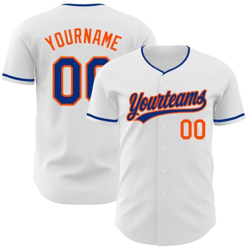 White2374 Custom White Royal-Orange Authentic Baseball Jersey