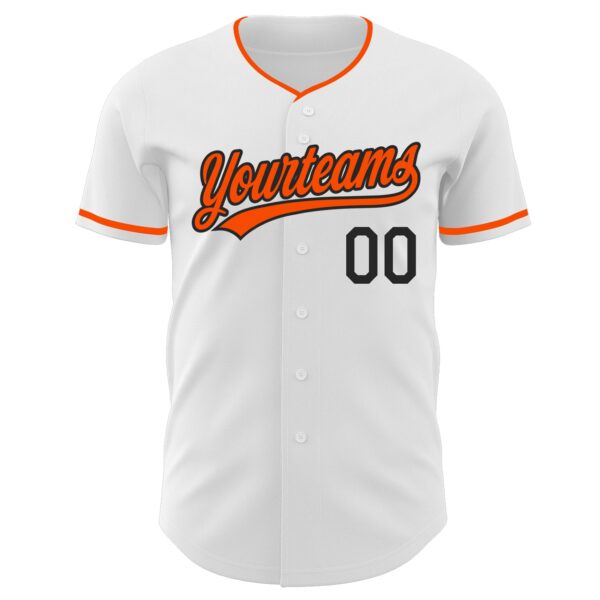 Custom White Orange-Black Authentic Baseball Jersey