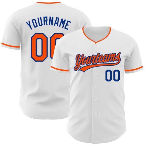 White2377 Custom White Orange-Royal Authentic Baseball Jersey