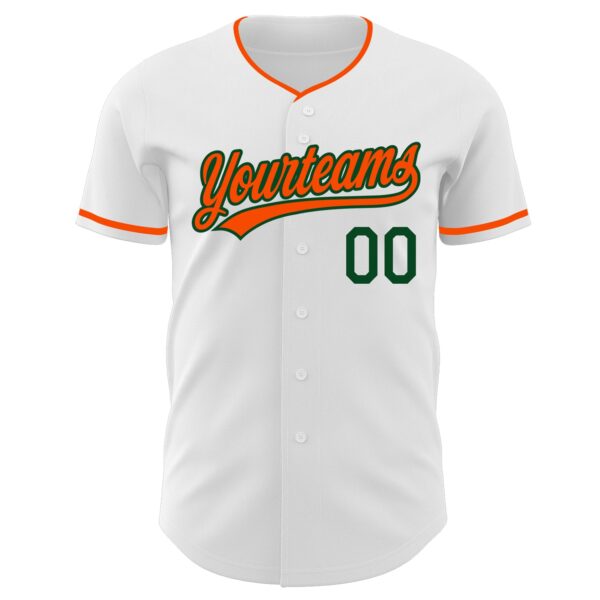 Custom White Orange-Green Authentic Baseball Jersey