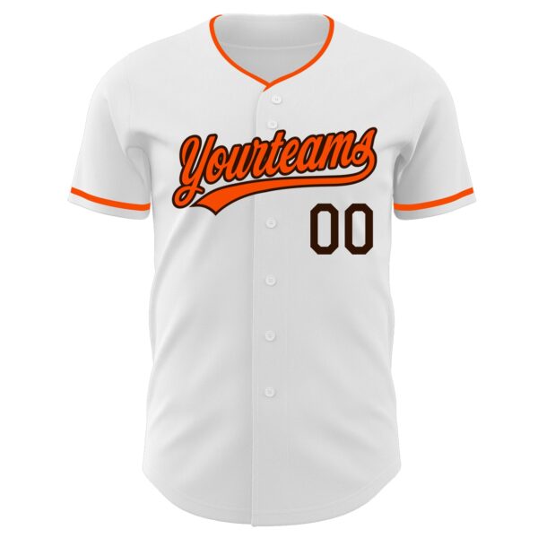 Custom White Orange-Brown Authentic Baseball Jersey