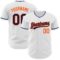 Custom White Navy-Orange Authentic Baseball Jersey