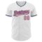 Custom White Medium Pink-Navy Authentic Baseball Jersey