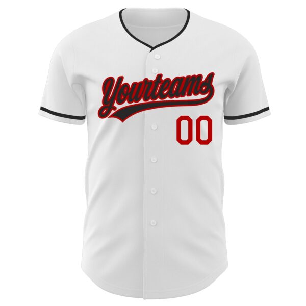 Custom White Black-Red Authentic Baseball Jersey