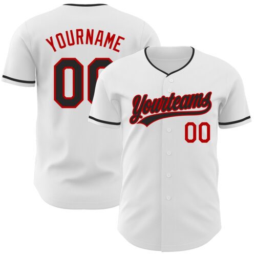 White2387 Custom White Black-Red Authentic Baseball Jersey