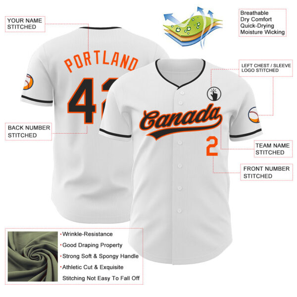 Custom White Black-Orange Authentic Baseball Jersey