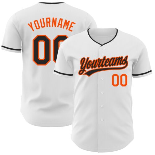 White2388 Custom White Black-Orange Authentic Baseball Jersey