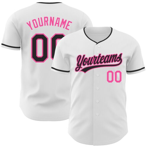 White2389 Custom White Black-Pink Authentic Baseball Jersey