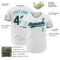 Custom White Black-Teal Authentic Baseball Jersey